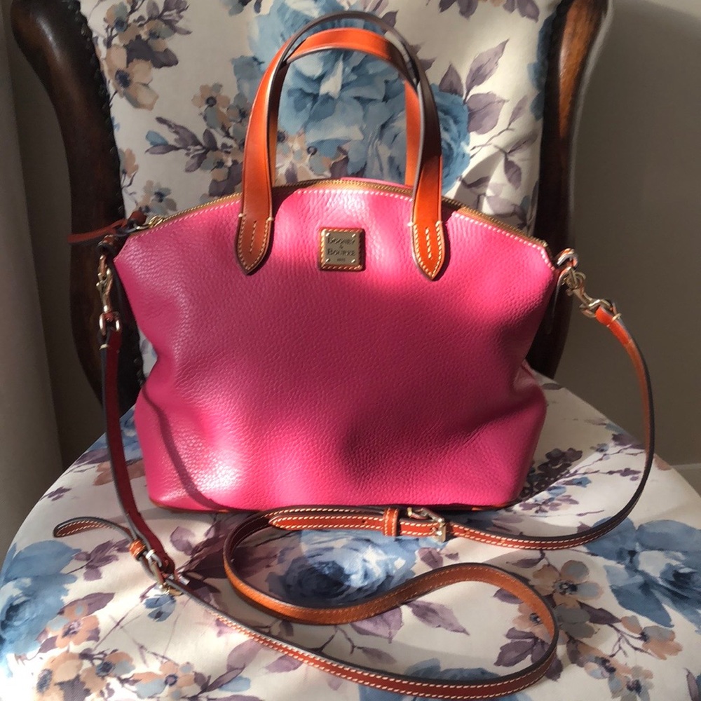 Dooney and Burke Bubblegum Pink Pebble Leather Satchel Bag